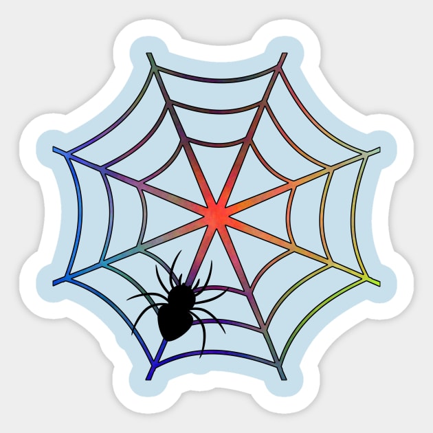 Spider on a colorful web Sticker by CocoDes